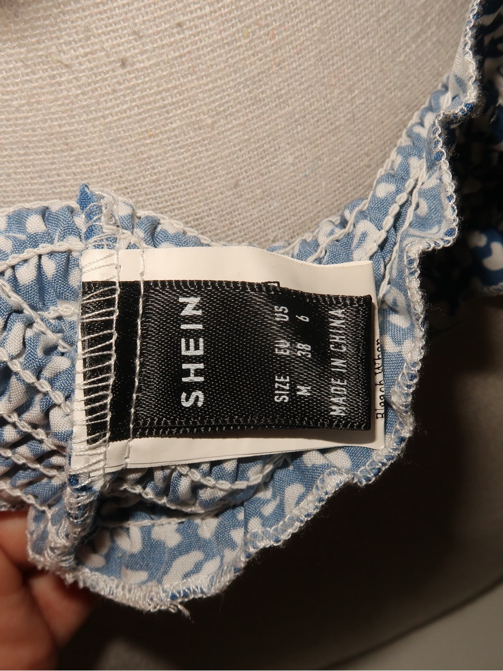 SHEIN Blue and White Halter Smocked Waist Cami - Picture 5 of 5